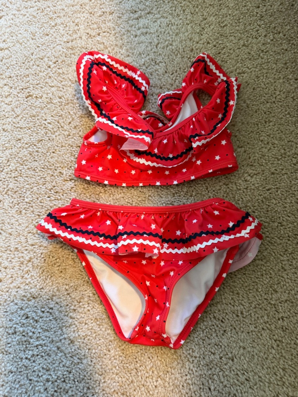 Janie and Jack Red Star Ruffle Two-Piece Bikini
